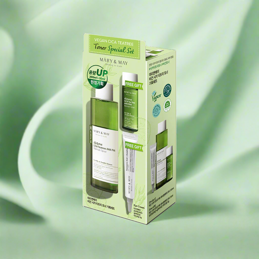 [Mary&May] Vegan CICA Tea Tree Toner Special Set (200ml+30ml+Eye cream 12g)
